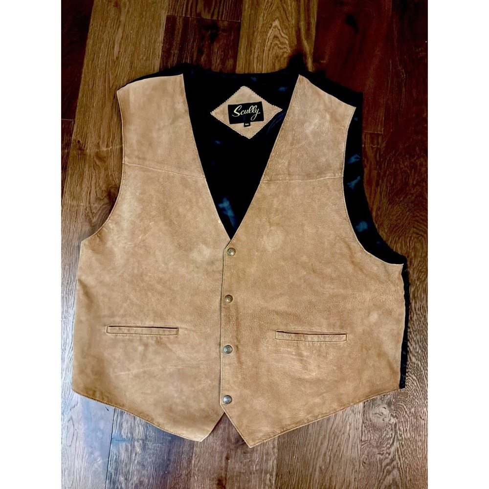 Scully Men's Western Suede Leather Vest Tan 3XL Snap Button Cowboy Ranch Style